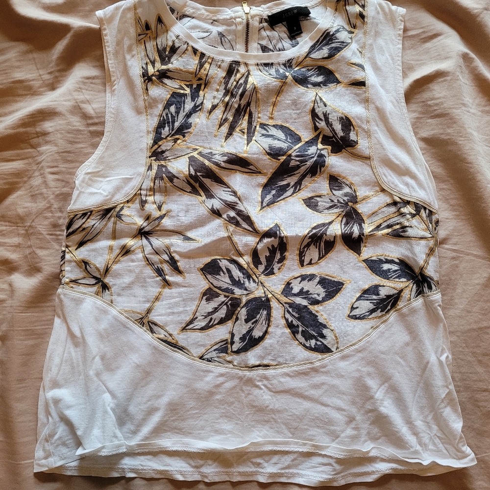 J Crew Linen Cotton Sleeveless Shirt - Small